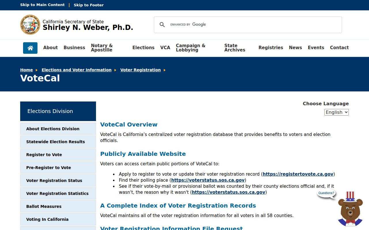 California voter records VoteCal statewide database overview